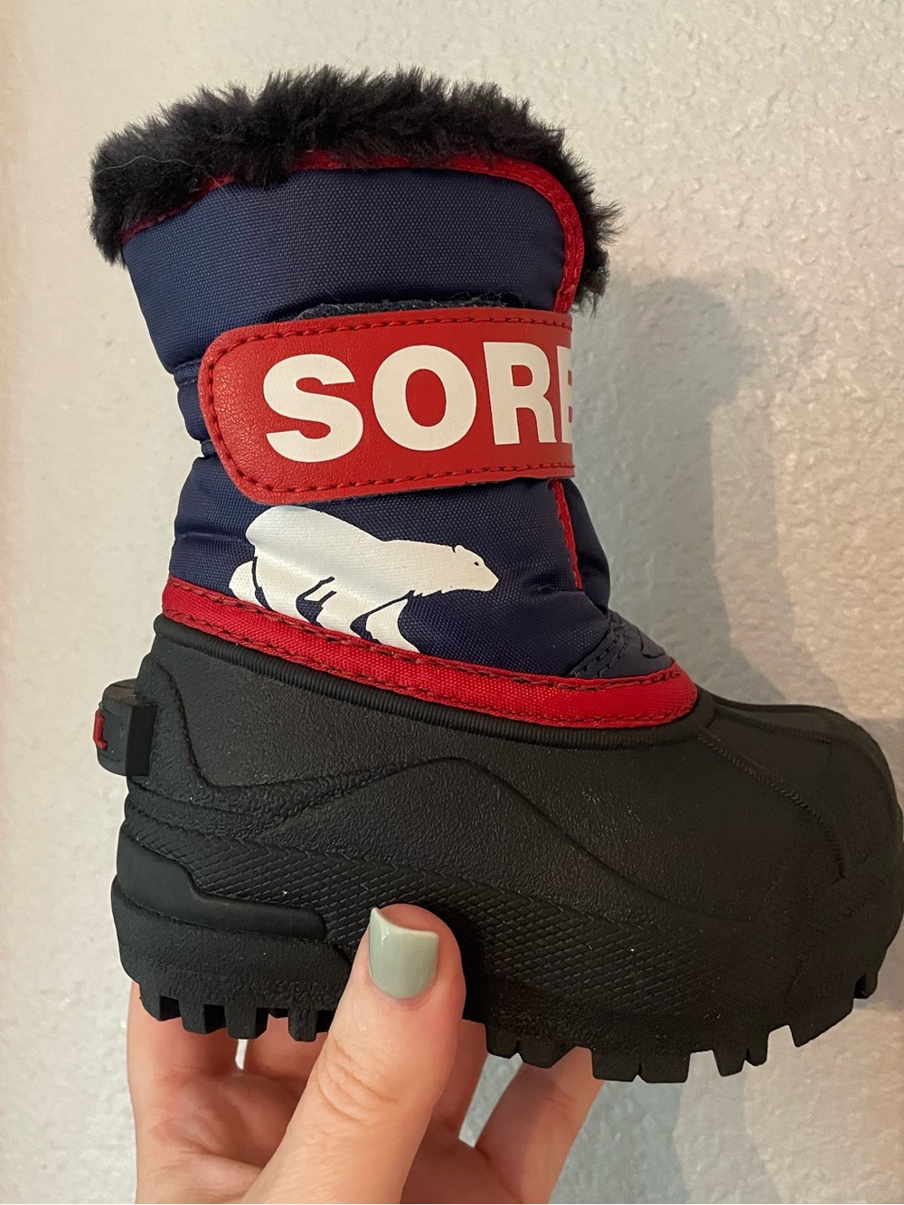 SOREL Boots Kids' 5 Navy, Red, Black Polar Bear Winter Boot